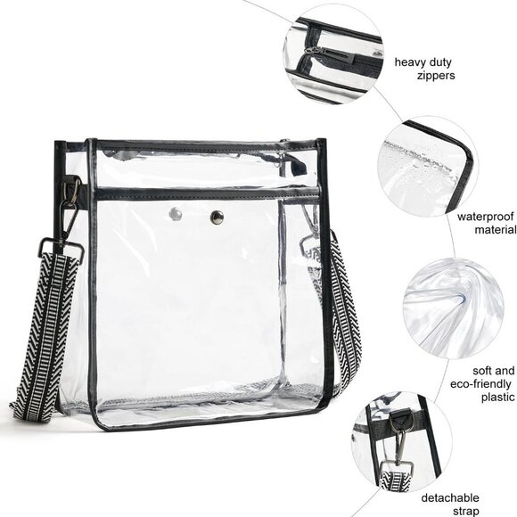 Clear Bag for Stadium Events 12 x6 x12, Clear Crossbody Purses for Women Concert - Picture 6 of 9